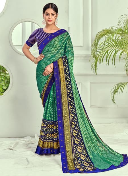 Green And Blue Colour MINTORSI HEMVATI BRASS Designer Fancy Ethnic Wear Saree Collection 27295
